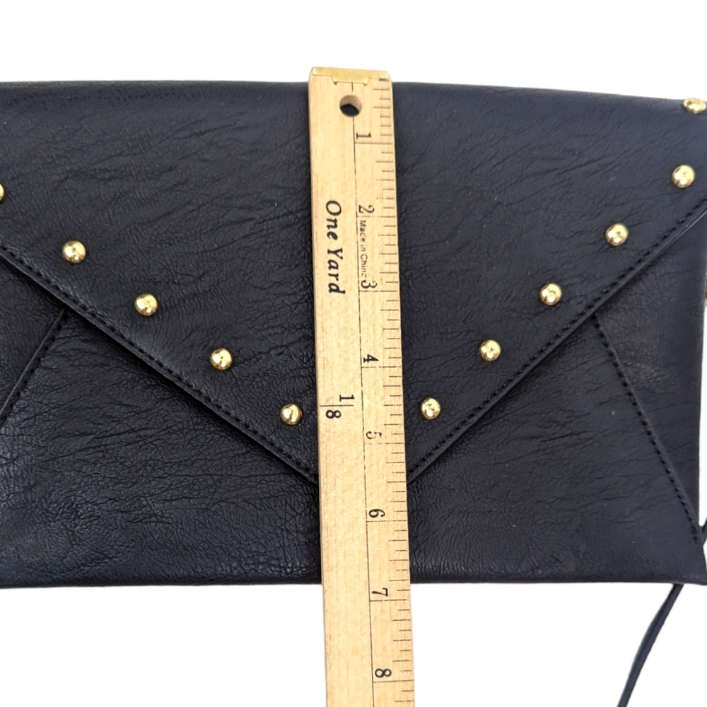 INC International Concepts Vegan Leather Crossbody Purse Black Gold Studded - Picture 8 of 9